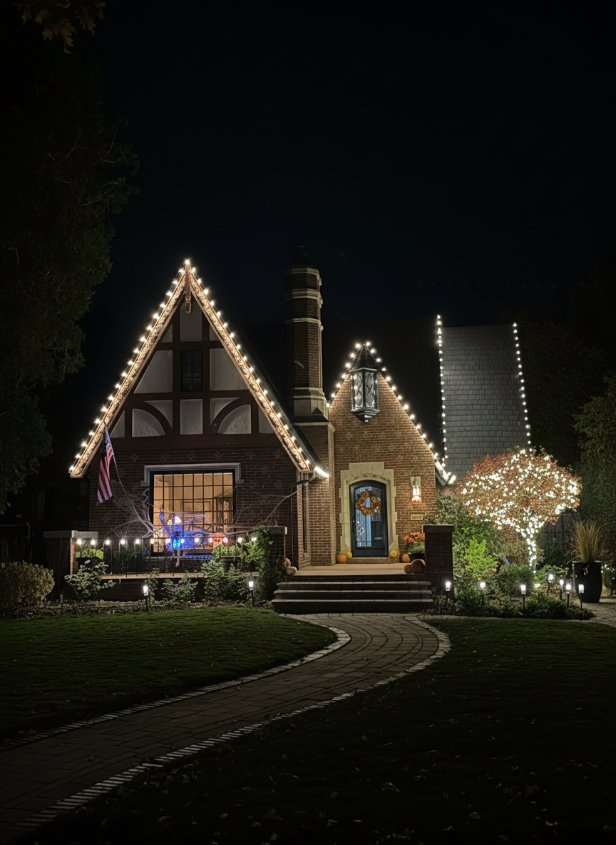 Beautiful Christmas light installation on home in Loveland, CO